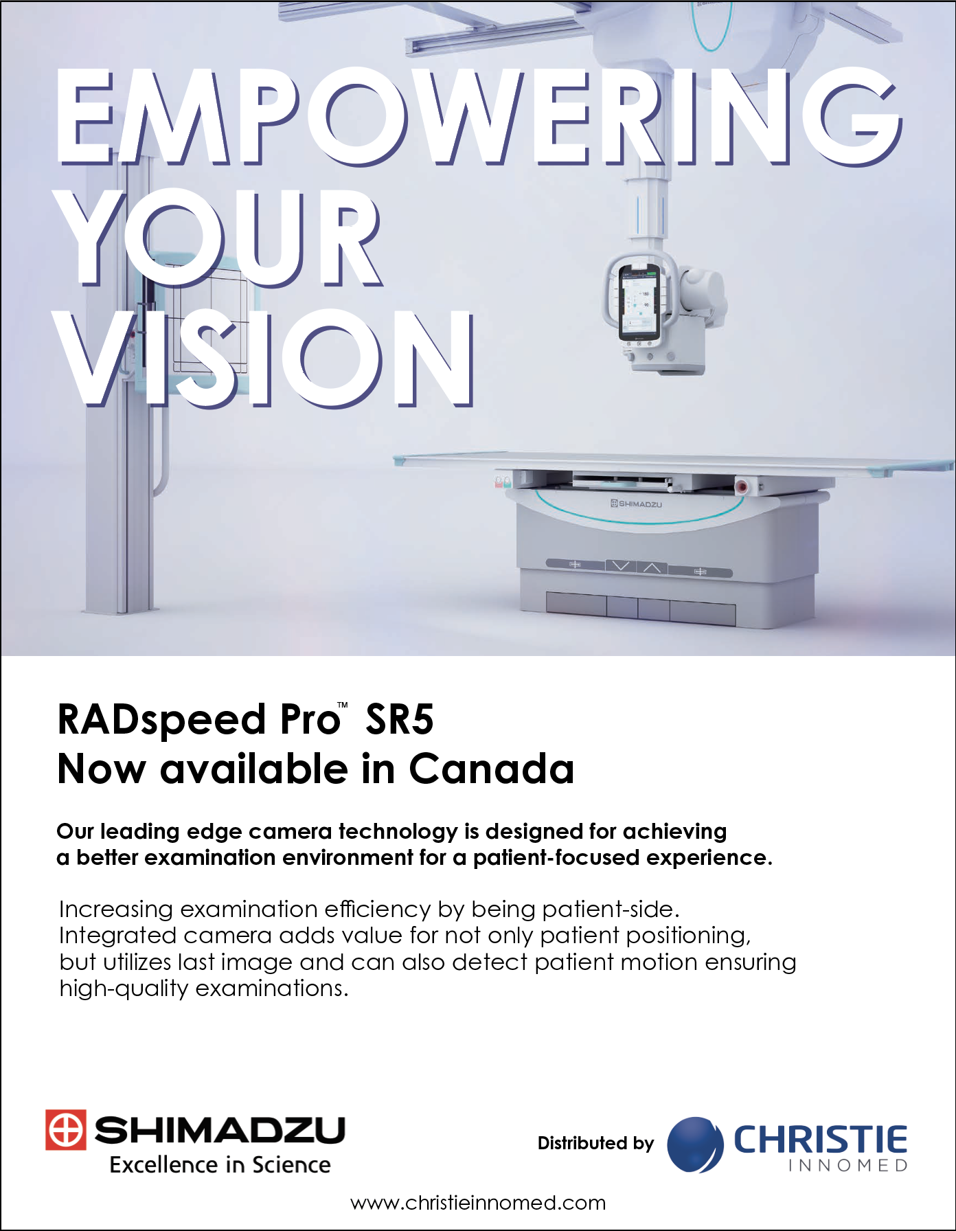 Now available in Canada, Shimadzu’s RADspeed Pro™ SR5 Version combined with a cutting-edge Digital Radiography (DR) system!